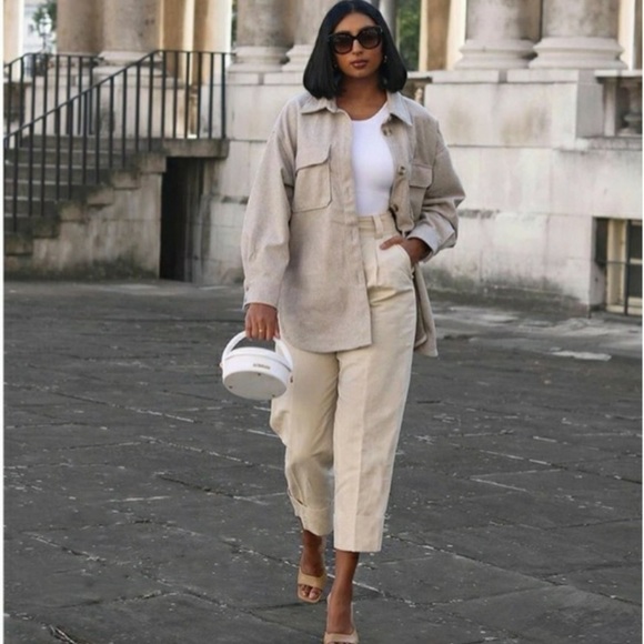 H&M Melange Oversized Button Front Collared Shacket in Light Purple - Picture 6 of 12